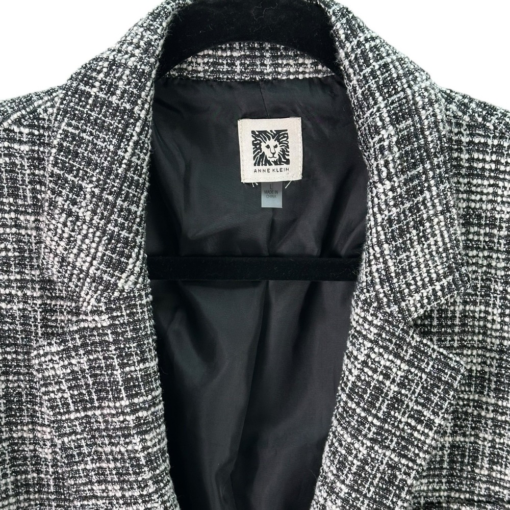 Anne Klein Bouclé Tweed Blazer Jacket Black White Textured Lined Women's Large - Picture 3 of 15